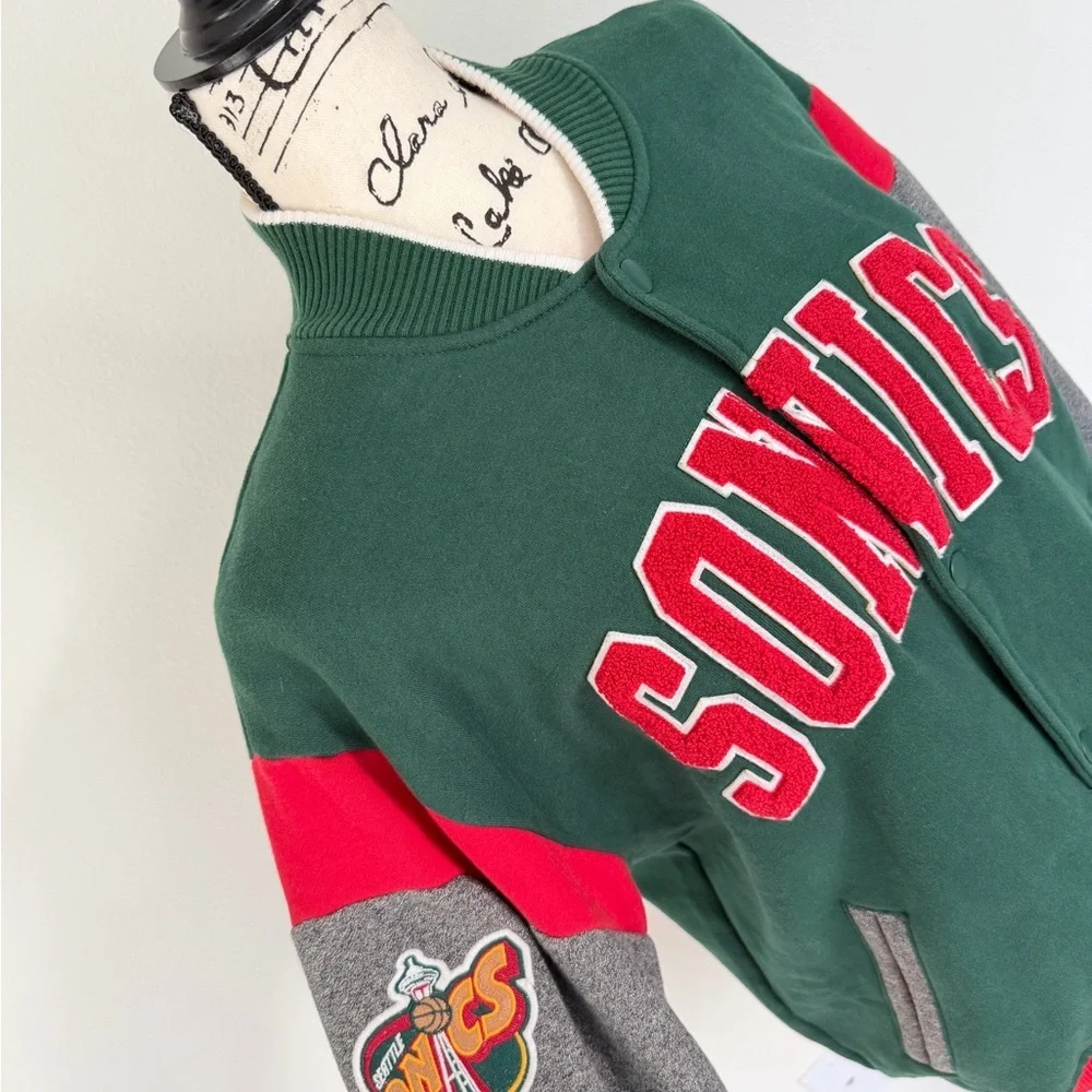 Mitchell & Ness Seattle Super Sonics Varsity Jacket Hardwood Classics Sz L - Picture 10 of 16